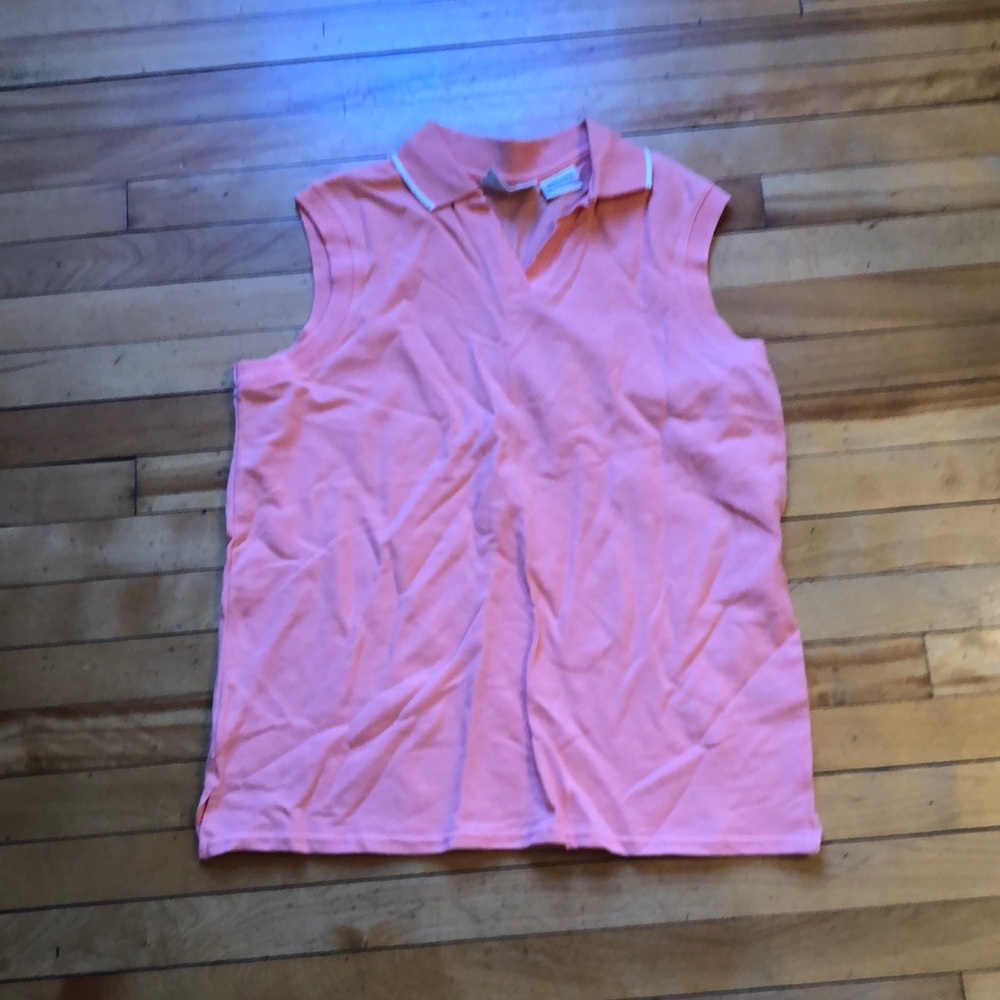 Basic Editions sleeveless pique polo peach S